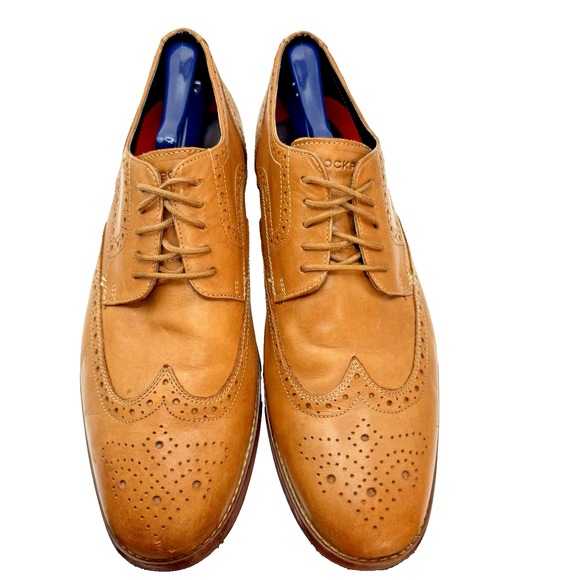 Rockport Walkability Oxford Shoes 13 Wingtip Brown Tan Leather Lite Comfortable - Picture 4 of 10